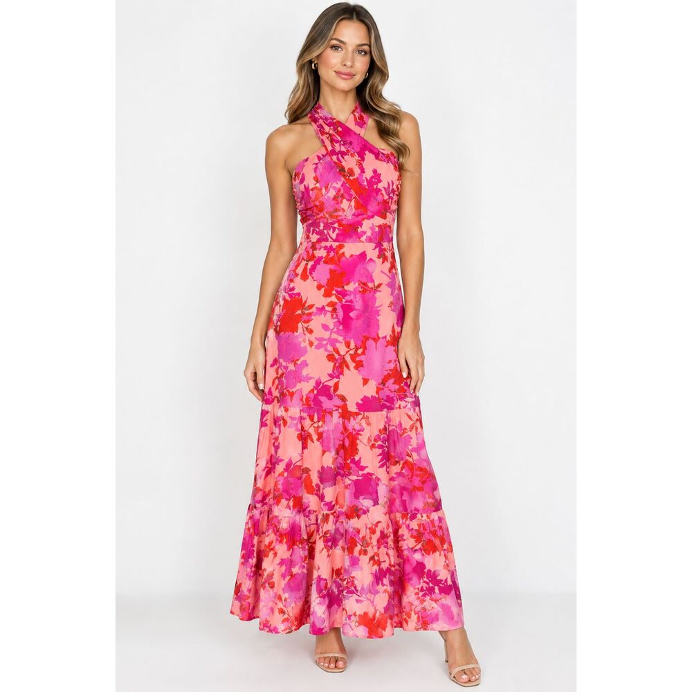 Lulus Pink Floral Print Women's Dress S